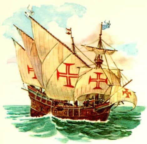 Ilustração da Caravela de Nicolau de Resende, ano de 1571 - Delta do Parmaíba